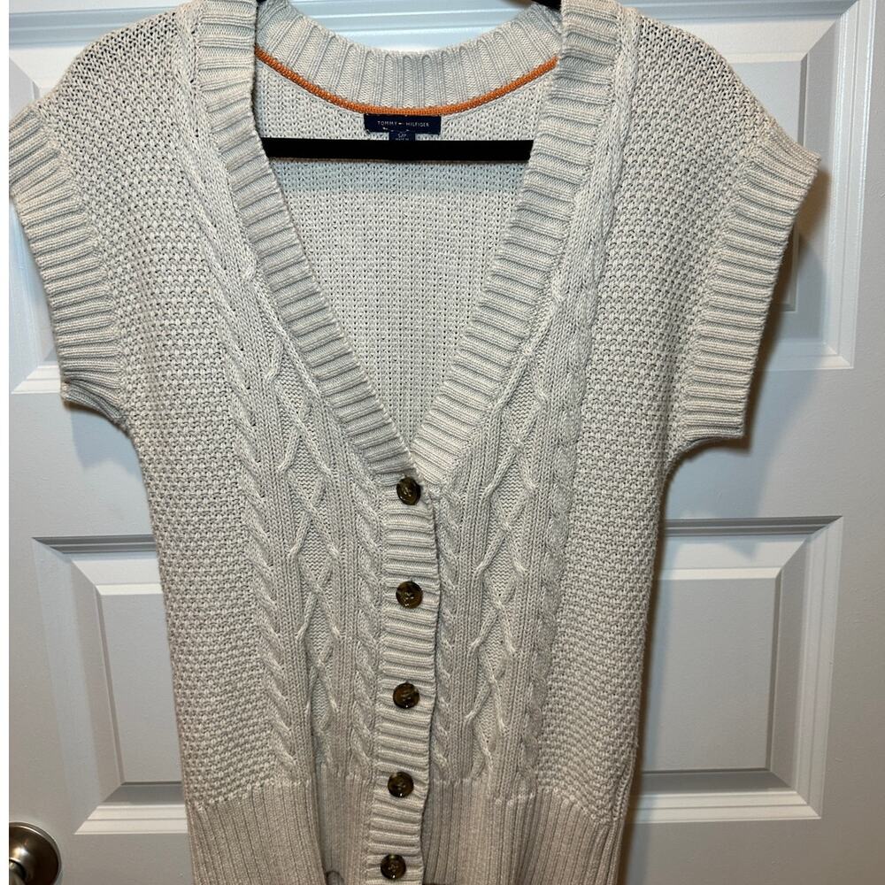 Tommy Hilfiger‎ Cable Knit Button Front Sweater Size Small 100% Cotton - Picture 3 of 9